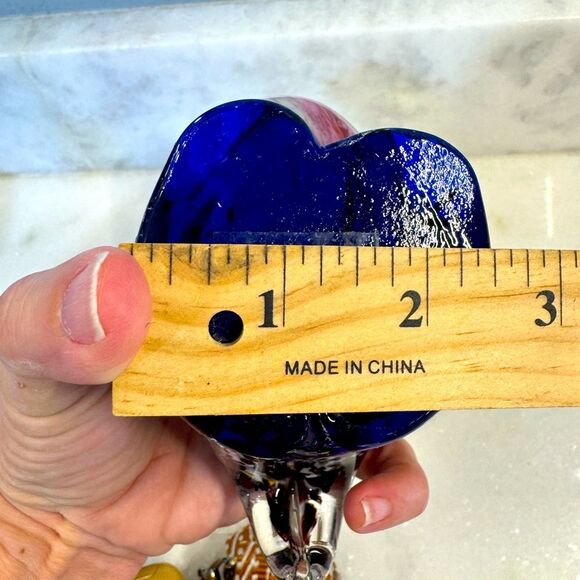 Italian Murano Style Blown Glass Pelican Paperweight With Fish In Bill - Picture 10 of 14